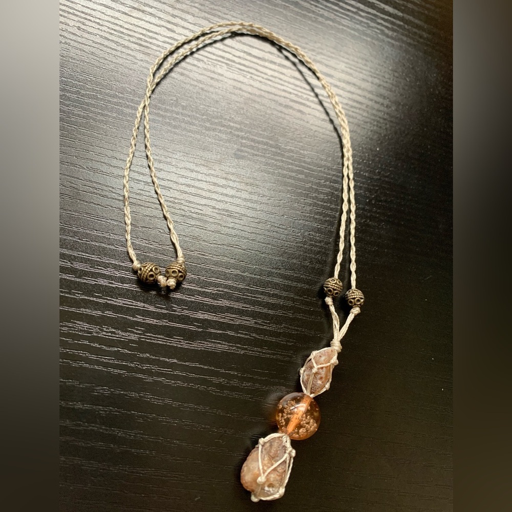 Double Gray Orca Agates | Self Tie Macrame Pendant Necklace
